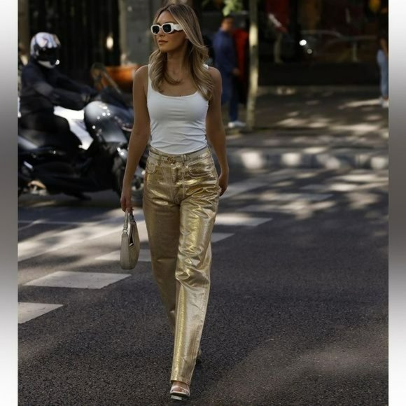 ZARA METALLIC GOLD JEANS